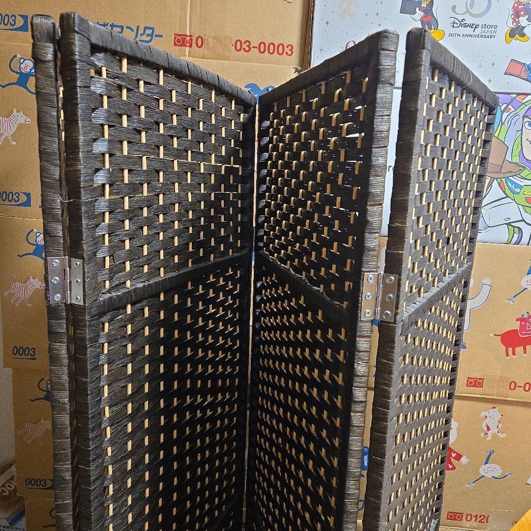 【送料込】ダークブラウン パーテーション ウィッカー風
