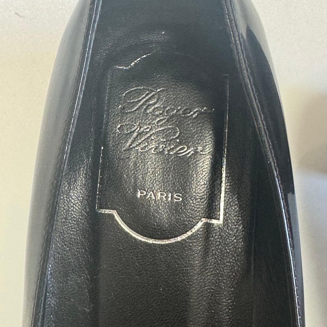 ロジェヴィヴィエ パンプス エナメル レザー シルバー金具 黒