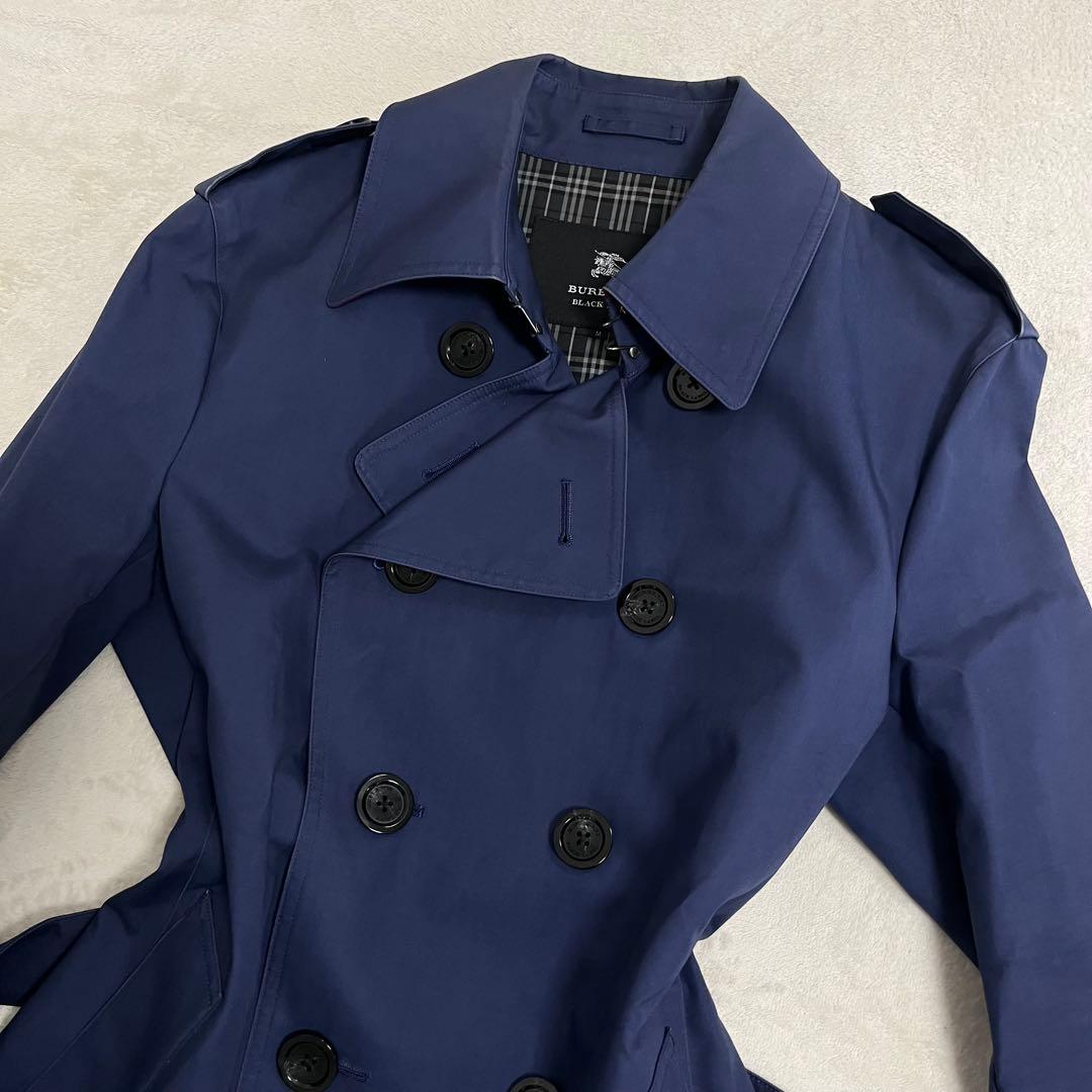 726 バーバリー ブラックレーベル トレンチコート ブルー M ベルト付