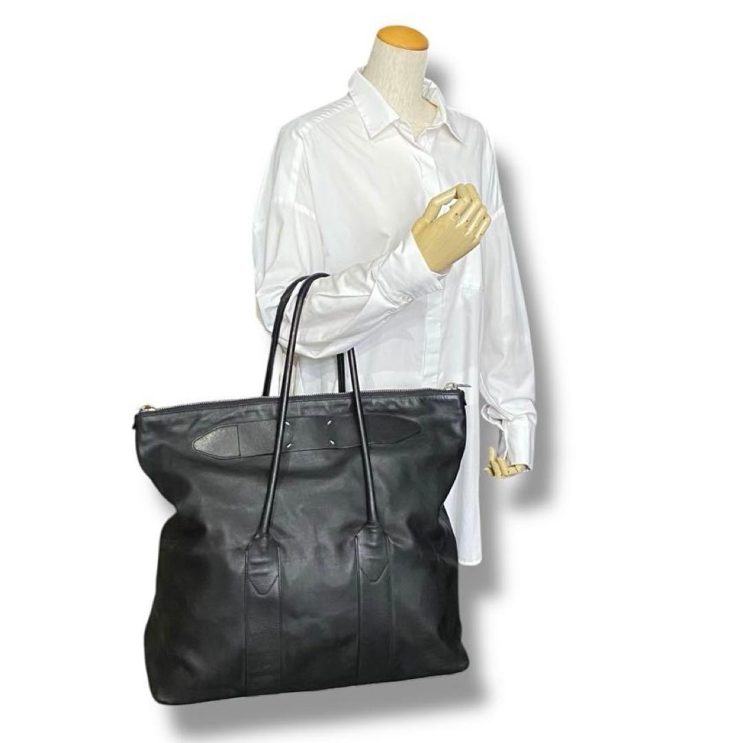 良品 マルジェラ レザー トートバッグ バッグ 大容量 レディース ブラック