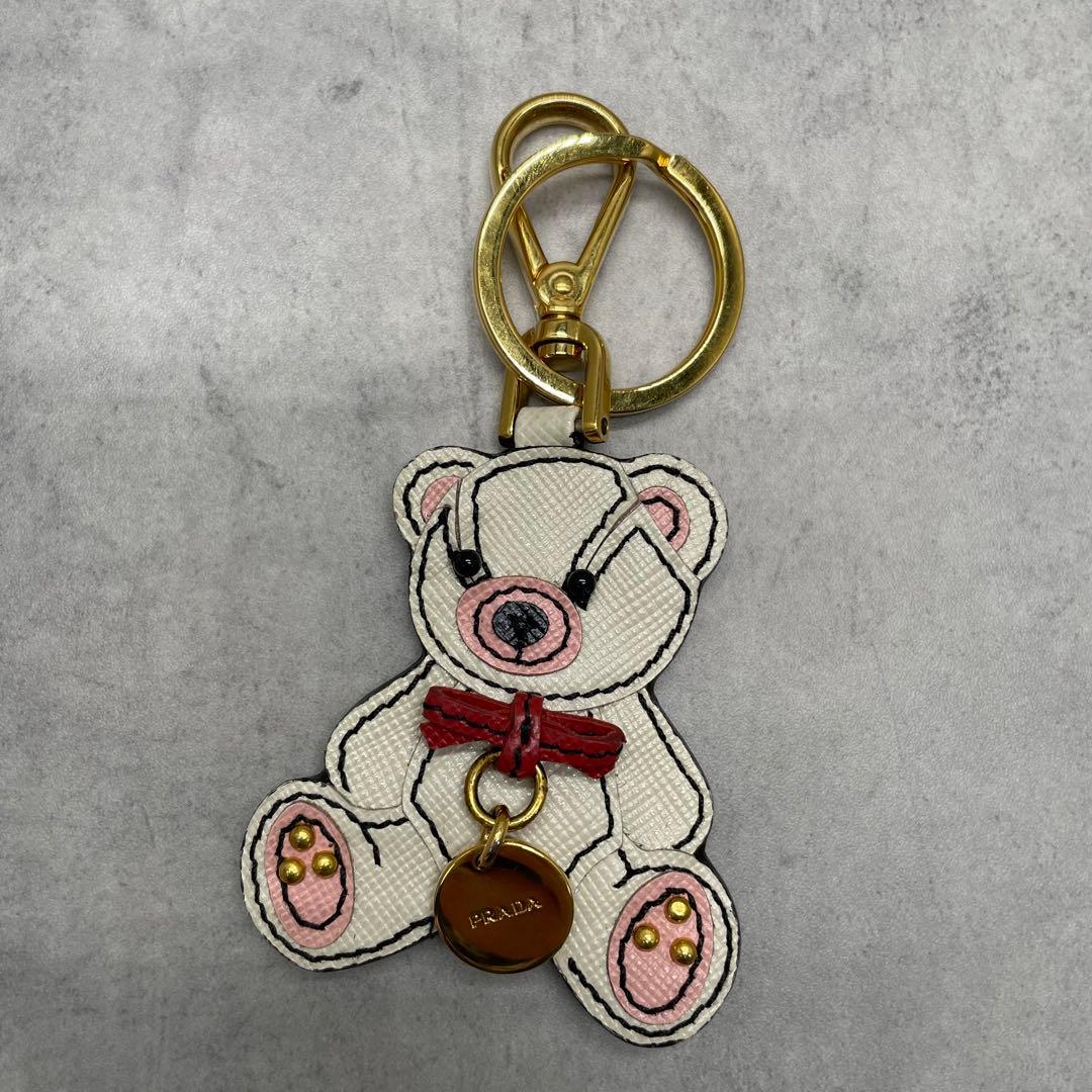 小物 PRADA Teddy Saffiano Leather Keyring