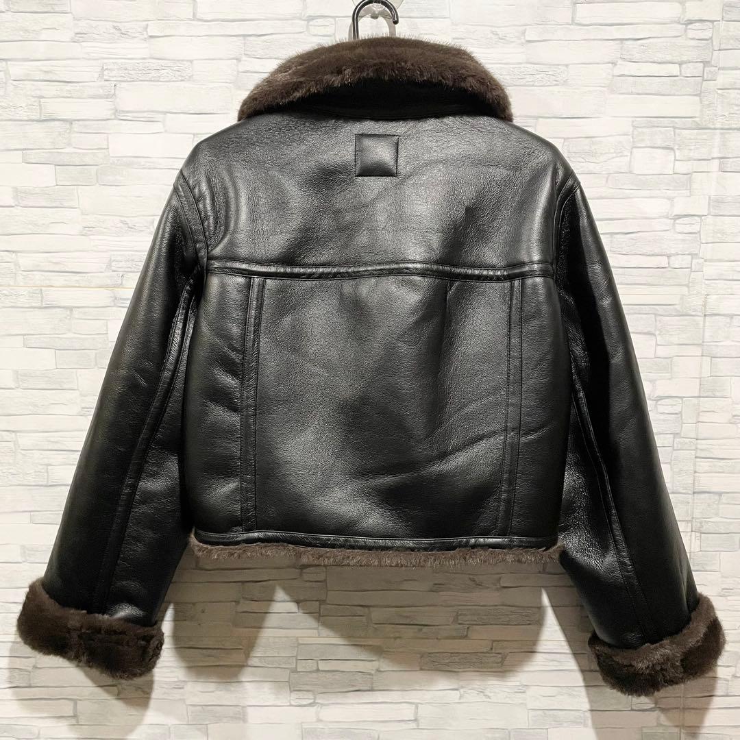 ZARA ダブルフェイス ムートンジャケット USAＭサイズ ブラック×ブラウン