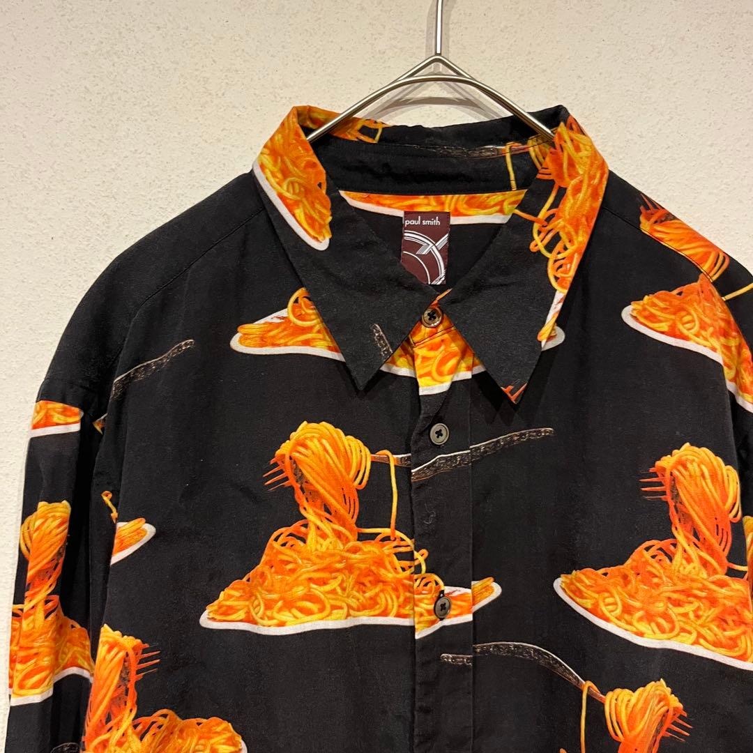 【極希少】Paul Smith 50周年記念限定シャツ パスタ柄 シャツ 黒