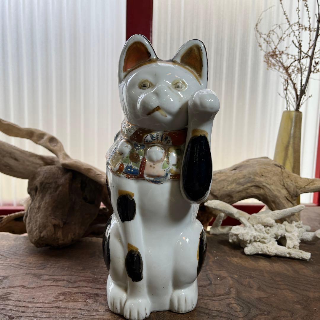 古瀬戸／招き猫／骨董／希少／縁起物／招き猫／アンティーク／ヴィンテージ