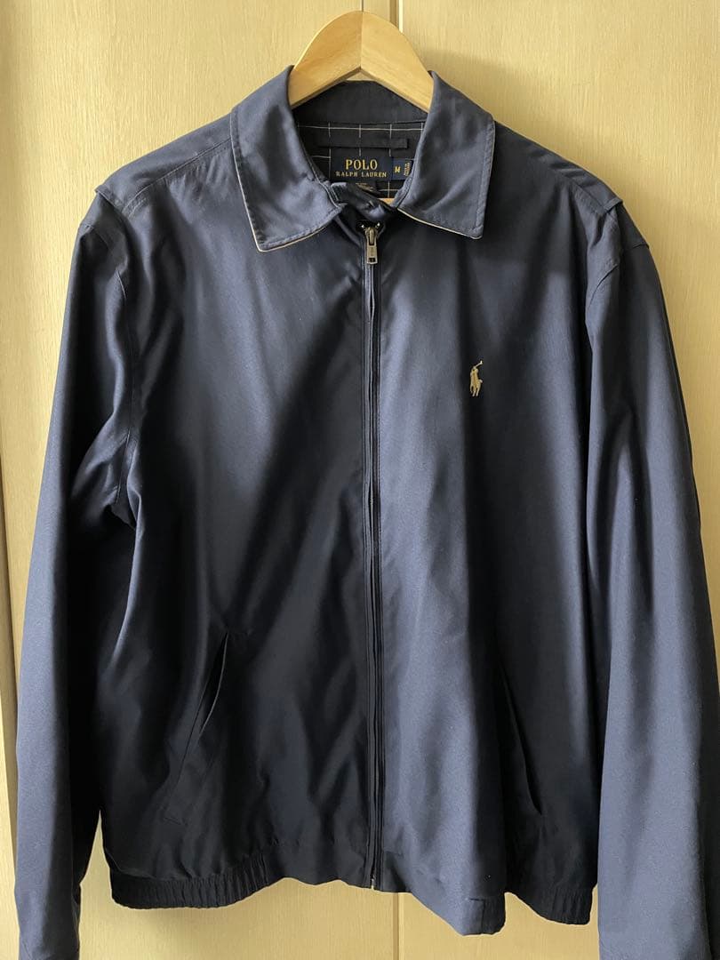 ポロ　ラルフローレン スイングトップ ネイビー 裏地チェック サイズM