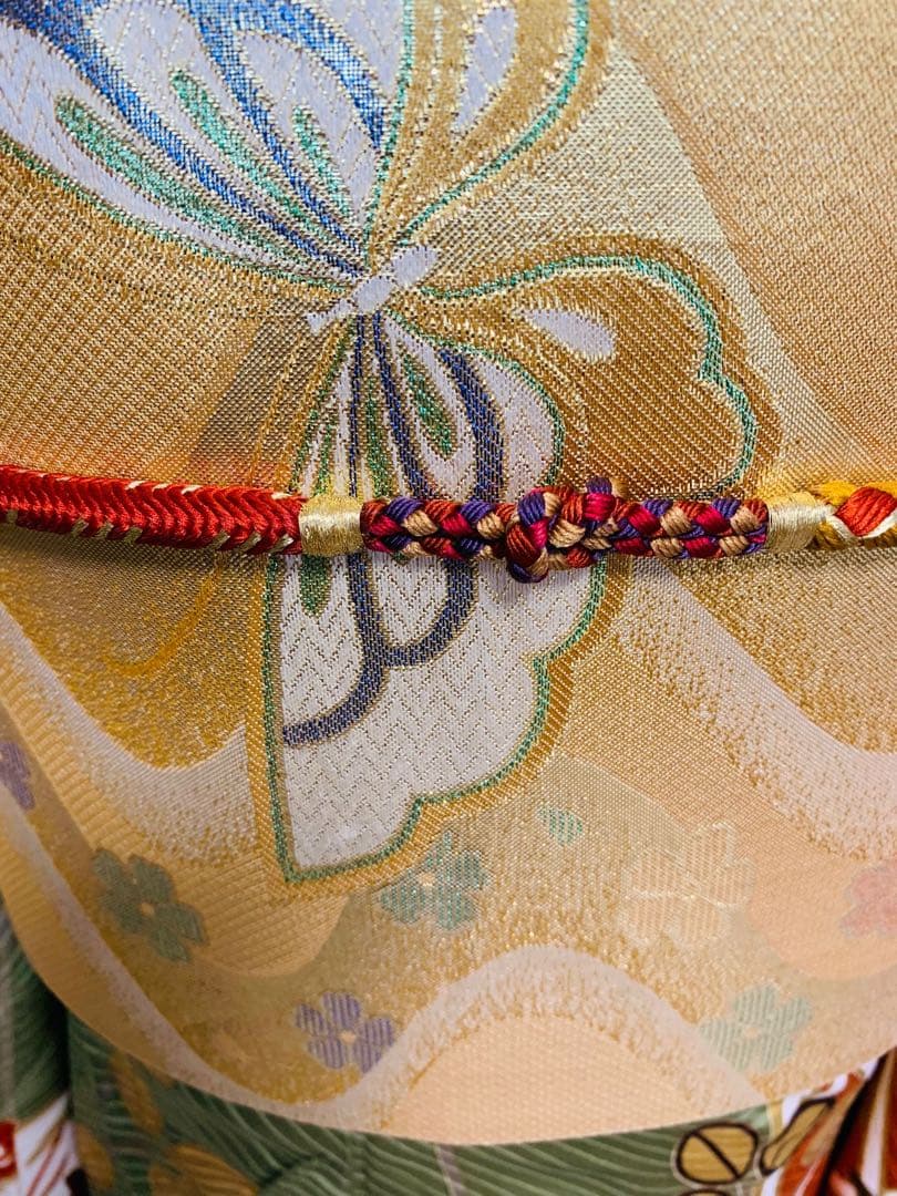 振袖フルセット駒刺繍　花蝶丸文　金彩　正絹