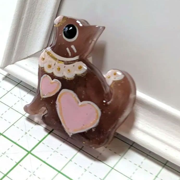 猫　レジンヘアゴム　チョコクッキー