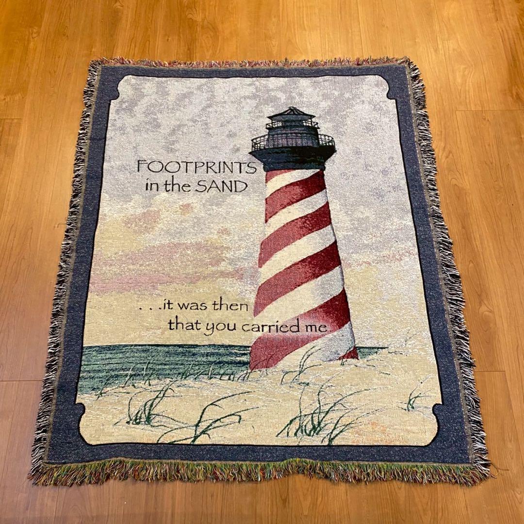 【美品】灯台 ゴブラン織 ヴィンテージラグ タペストリー タグ付 136×114