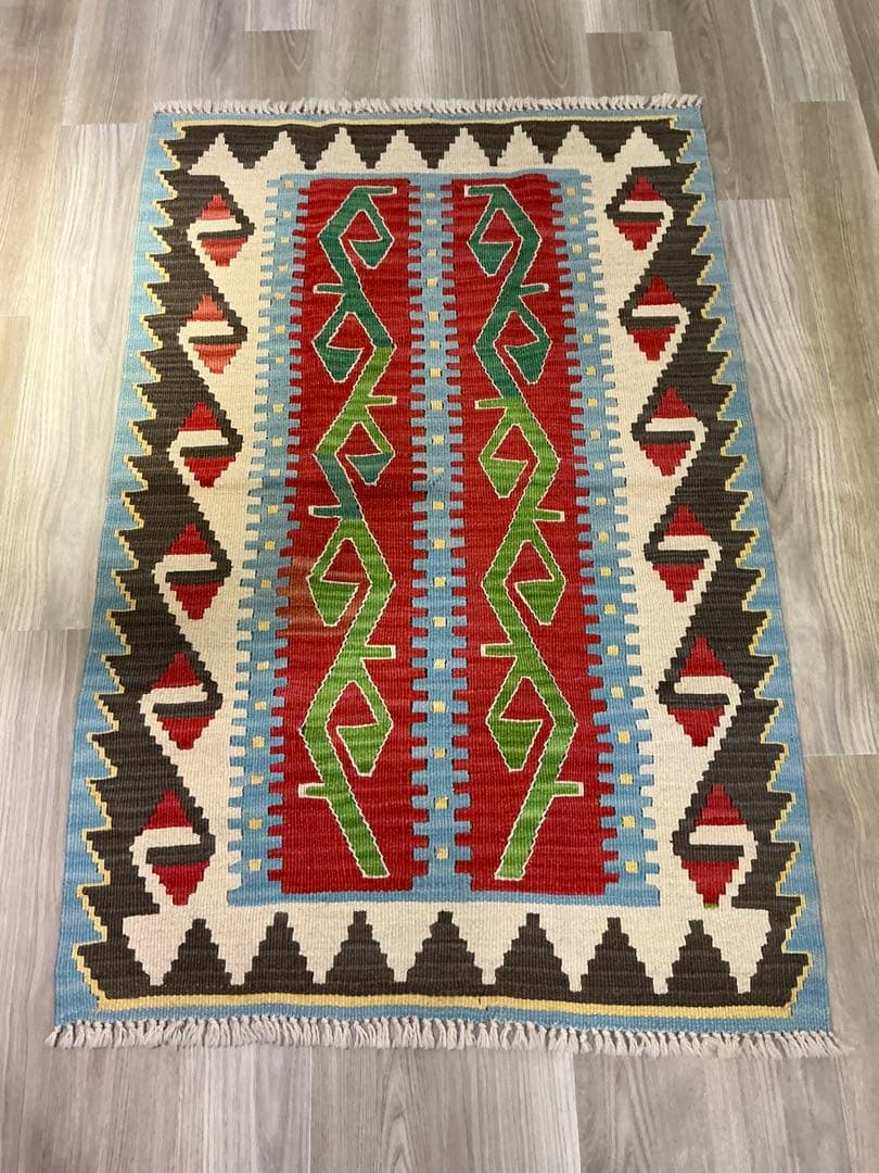 新品！トルコ.カイセリ産【キリム】アクセントサイズ