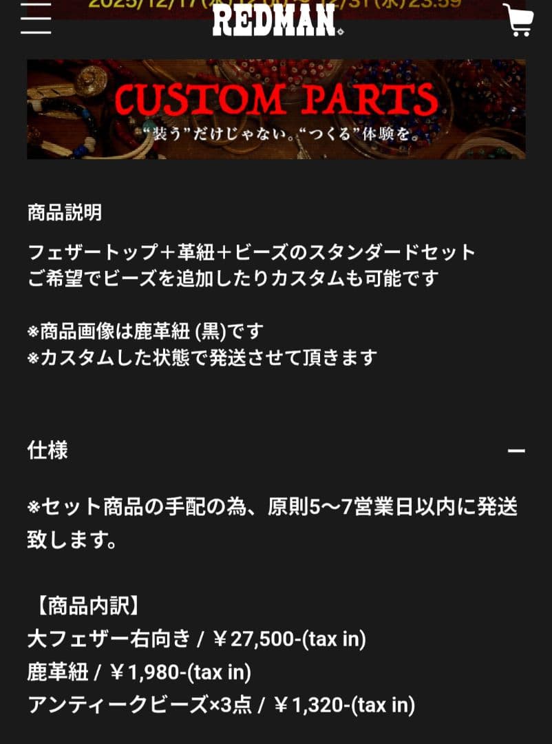RED MAN レッドマン　大フェザー右向き　ネックレスカスタムセット