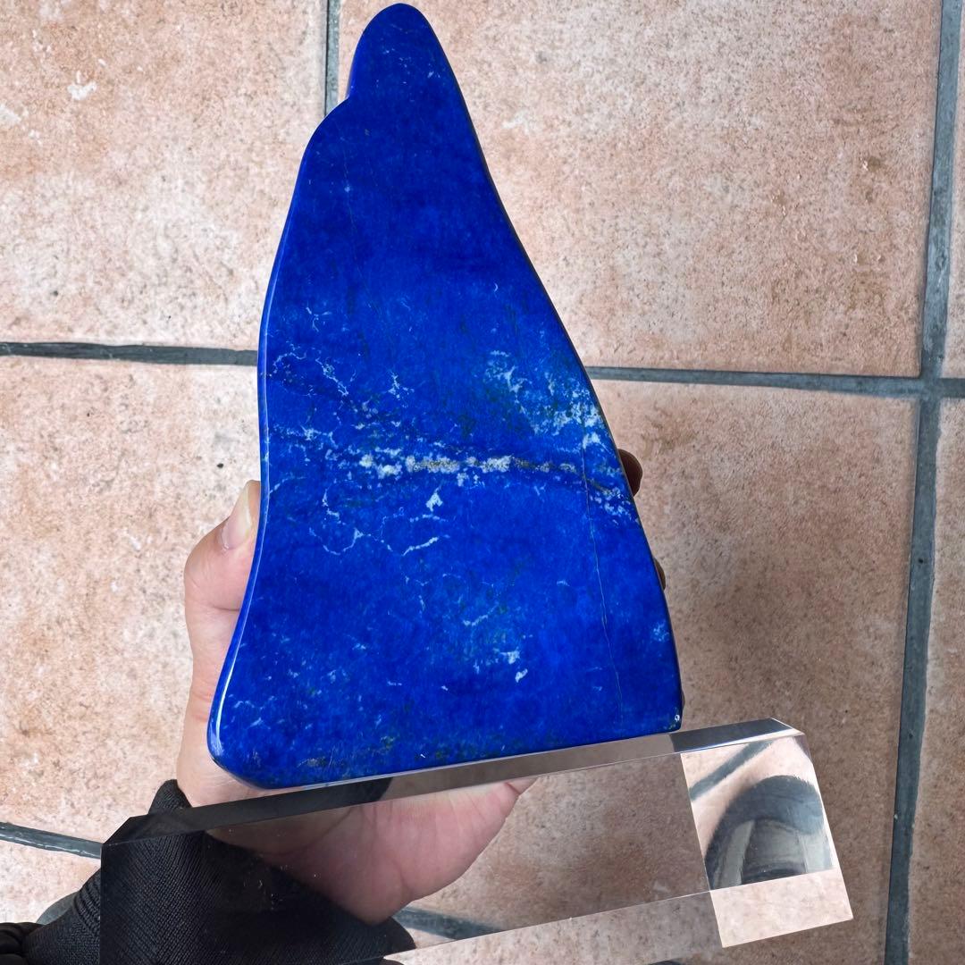 ☆ラピスラズリ5A引寄せ☆約2085gアフガニスタン産☆天然無着色クリスタル台座