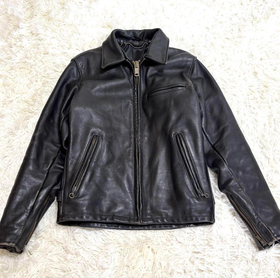 Schott 642 シングルライダース　レザージャケット　34 黒