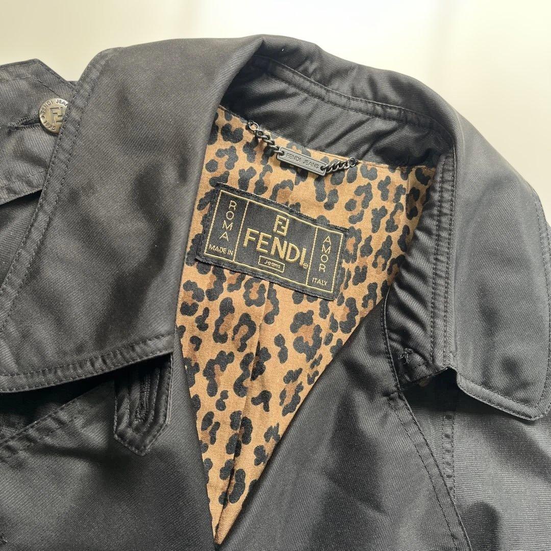 お値下げ⭐️美品⭐️FENDI ブラック トレンチコート ヒョウ柄裏地