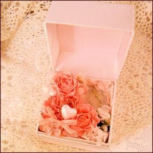 プリザーブドフラワーオルゴールボックス オレンジピンクいきものがかり ジョイフル