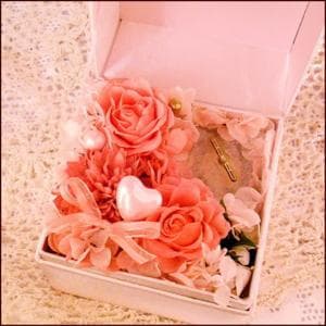 プリザーブドフラワーオルゴールボックス オレンジピンクいきものがかり ジョイフル