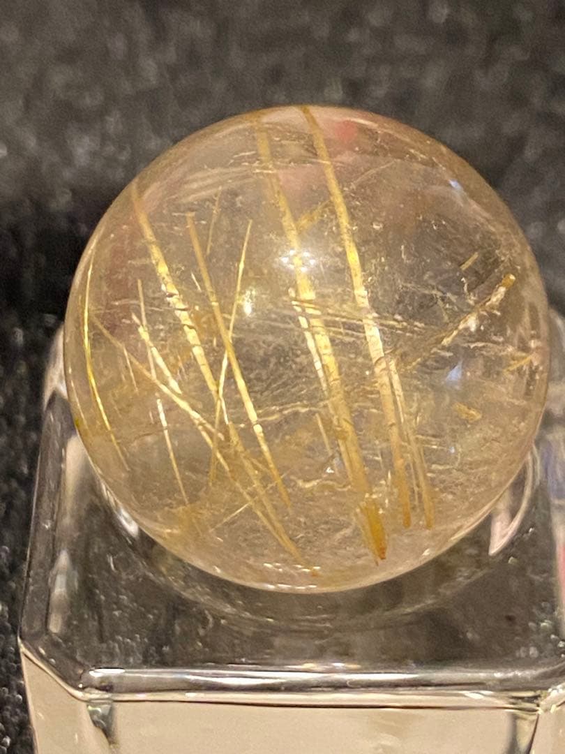 【金運、仕事運上昇】虹入り！ミニ！タイチンルチルスフィア⭐️台座⭐️R70