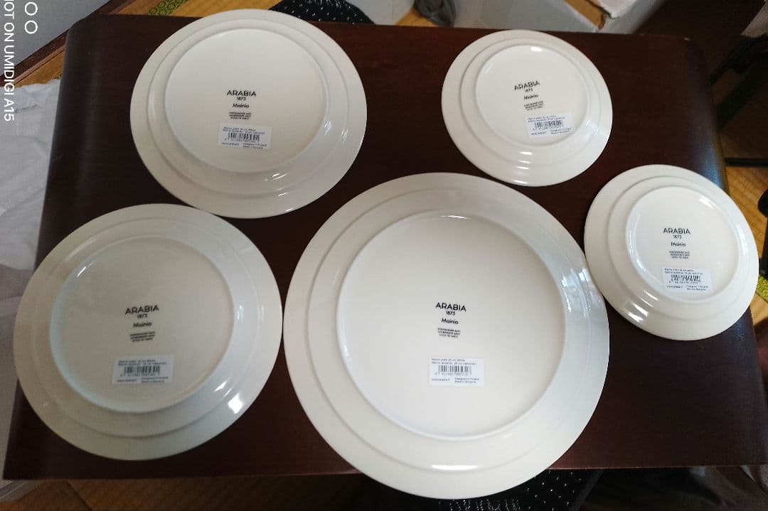 【新品未使用】ARABIA アラビア　マイニオ　ホワイト　プレート5枚セット