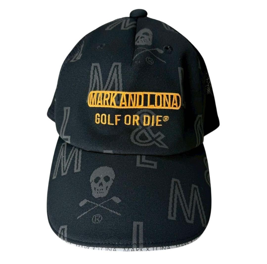 未使用品 マークアンドロナ ロゴ刺繍 メッシュキャップ ブラック/スカル