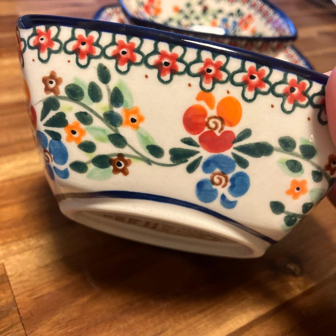 ポーリッシュポタリー角皿4枚セット