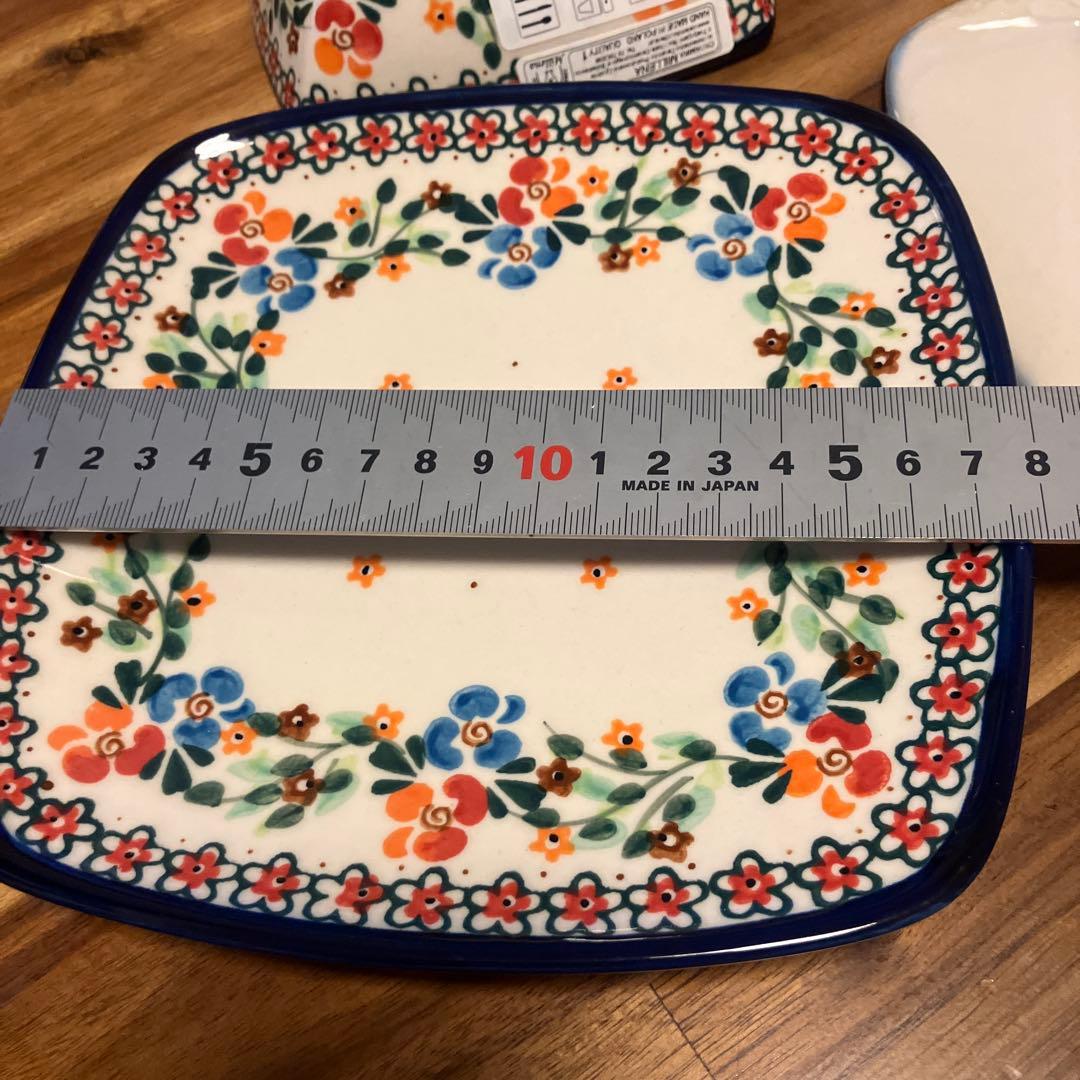 ポーリッシュポタリー角皿4枚セット