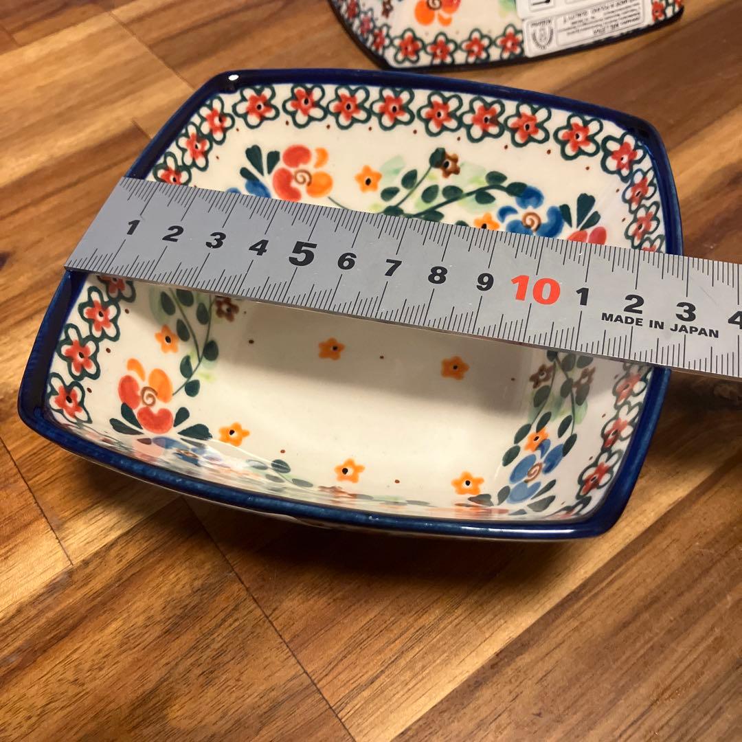 ポーリッシュポタリー角皿4枚セット