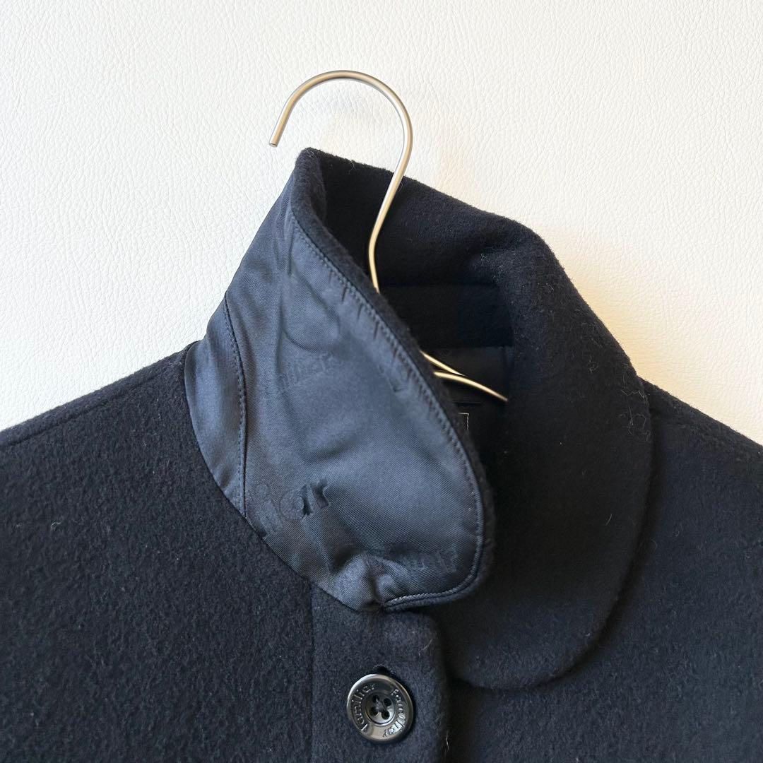 3029y美品 ファミリア 丸襟ウールフレアロングコート 紺 130 お受験
