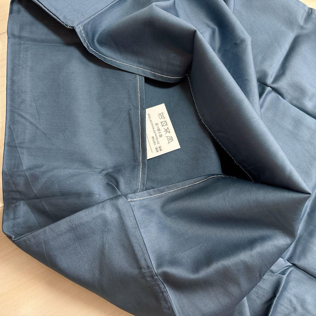 枕カバー 高級綿100％ サテン織り 無地 ネイビー 43×63cm