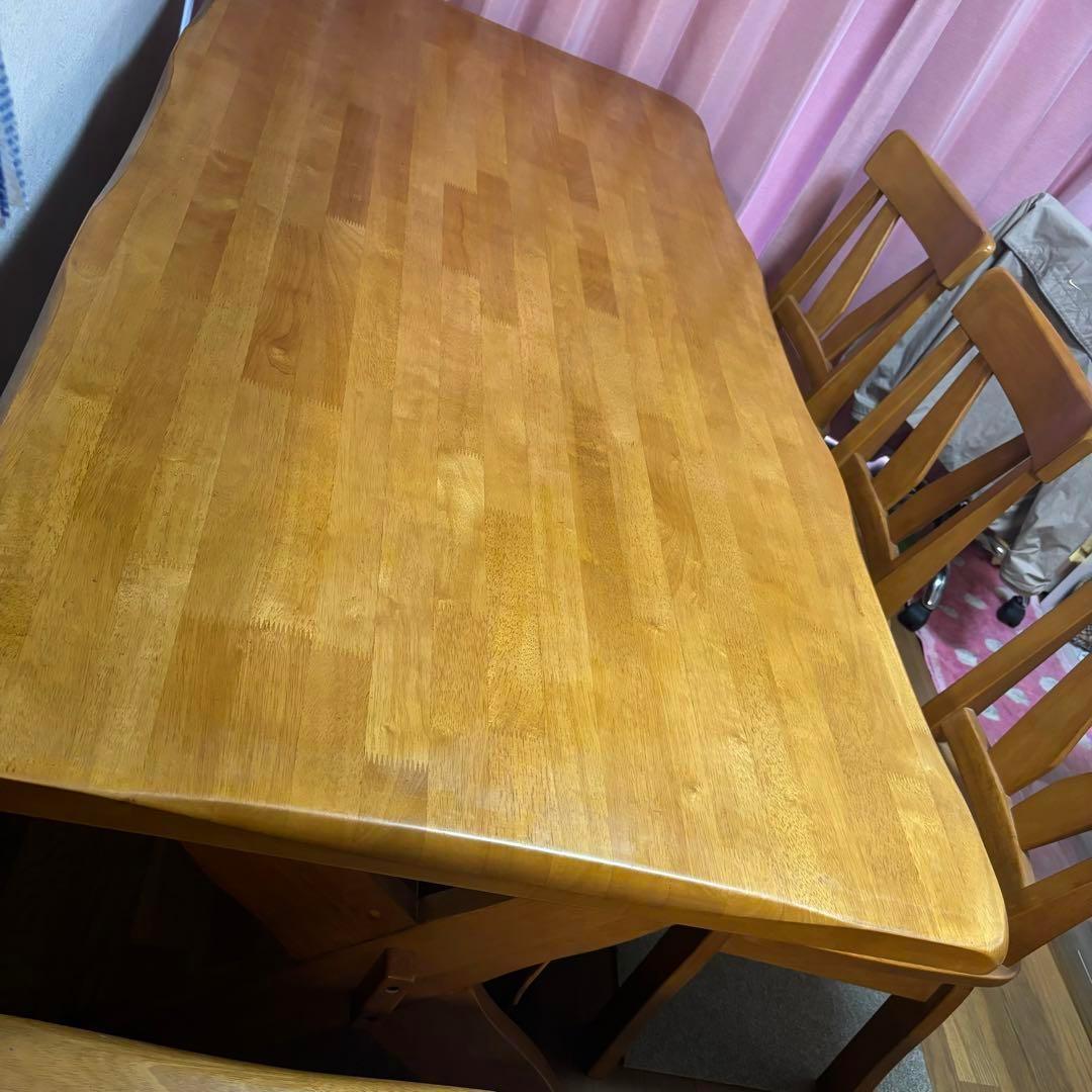 ダイニングテーブル　6人掛け　5点セット　回転椅子　長椅子　中古家具