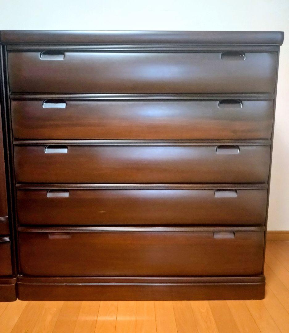 ダークブラウン 5段チェスト 扉付き収納桐タンス着物収納