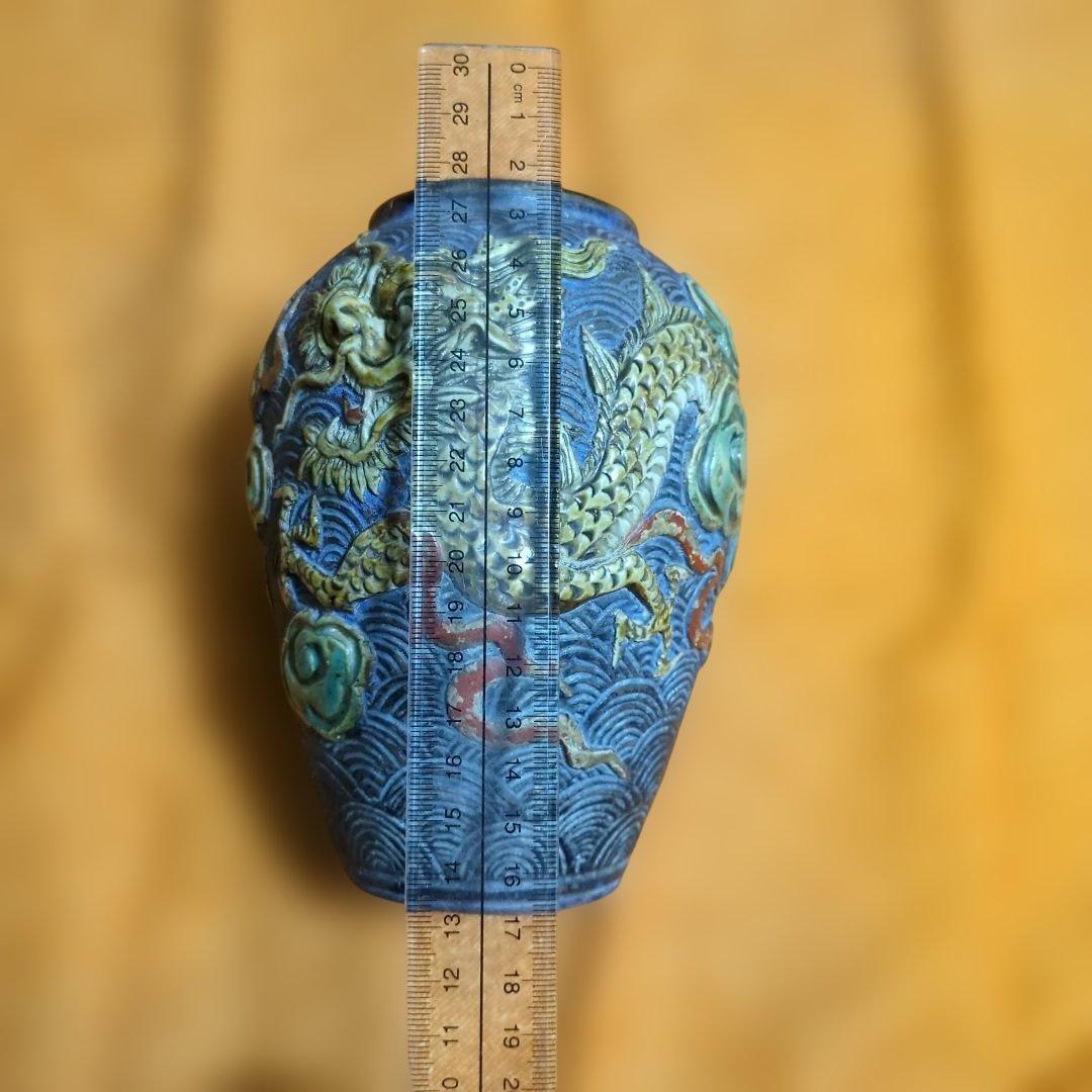 琉球古典焼　花瓶　雲龍　壺　やちむん