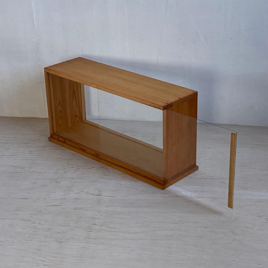 古い木製ガラスケース 横長 卓上ショーケース