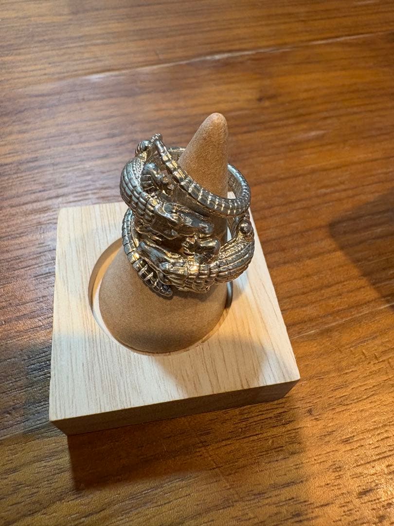 シルバー製 ワニ型リングペアリング