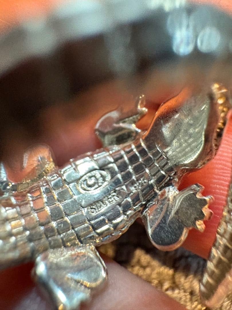 シルバー製 ワニ型リングペアリング