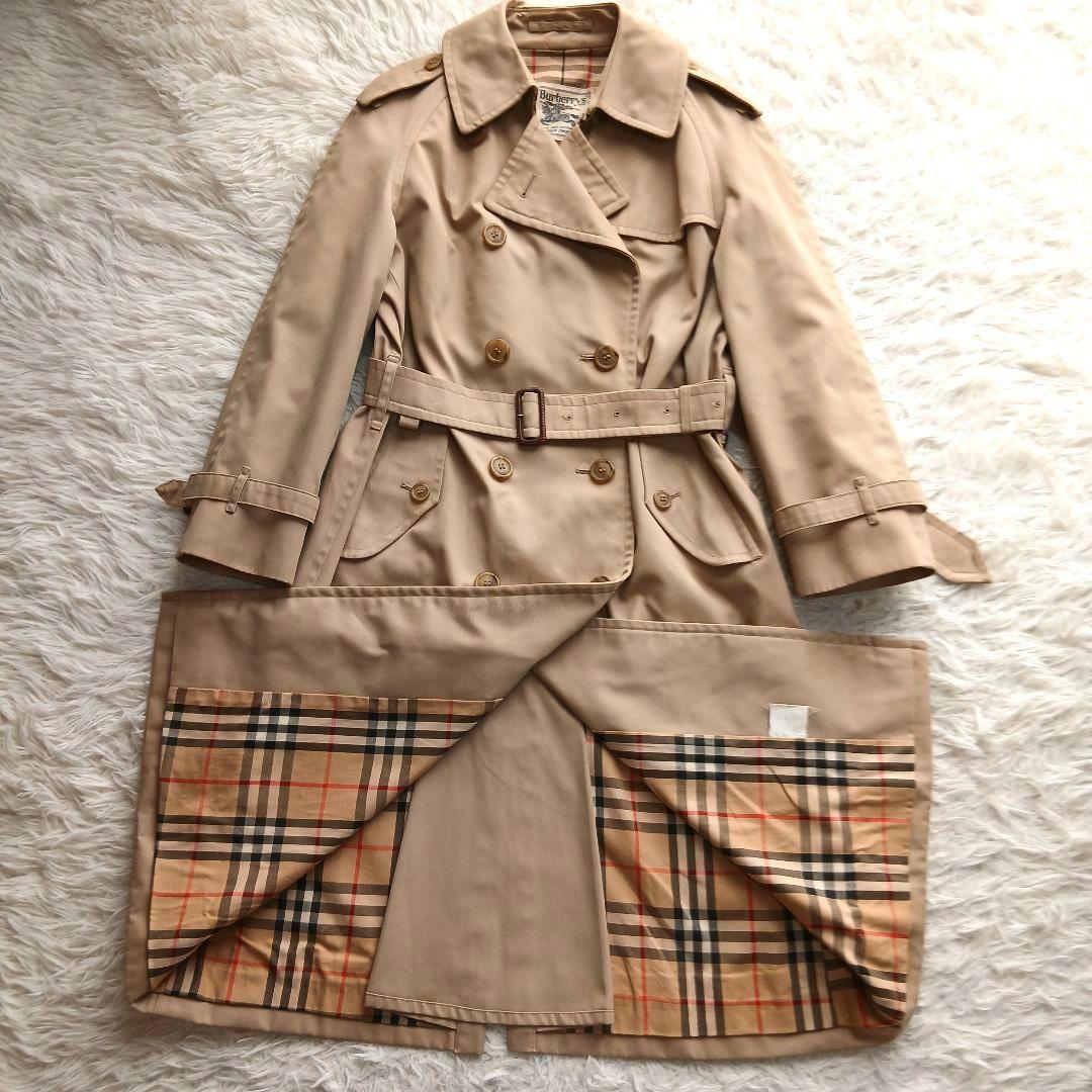 【BURBERRY】ヴィンテージ　ノバチェック　ロングトレンチコート　ベージュ