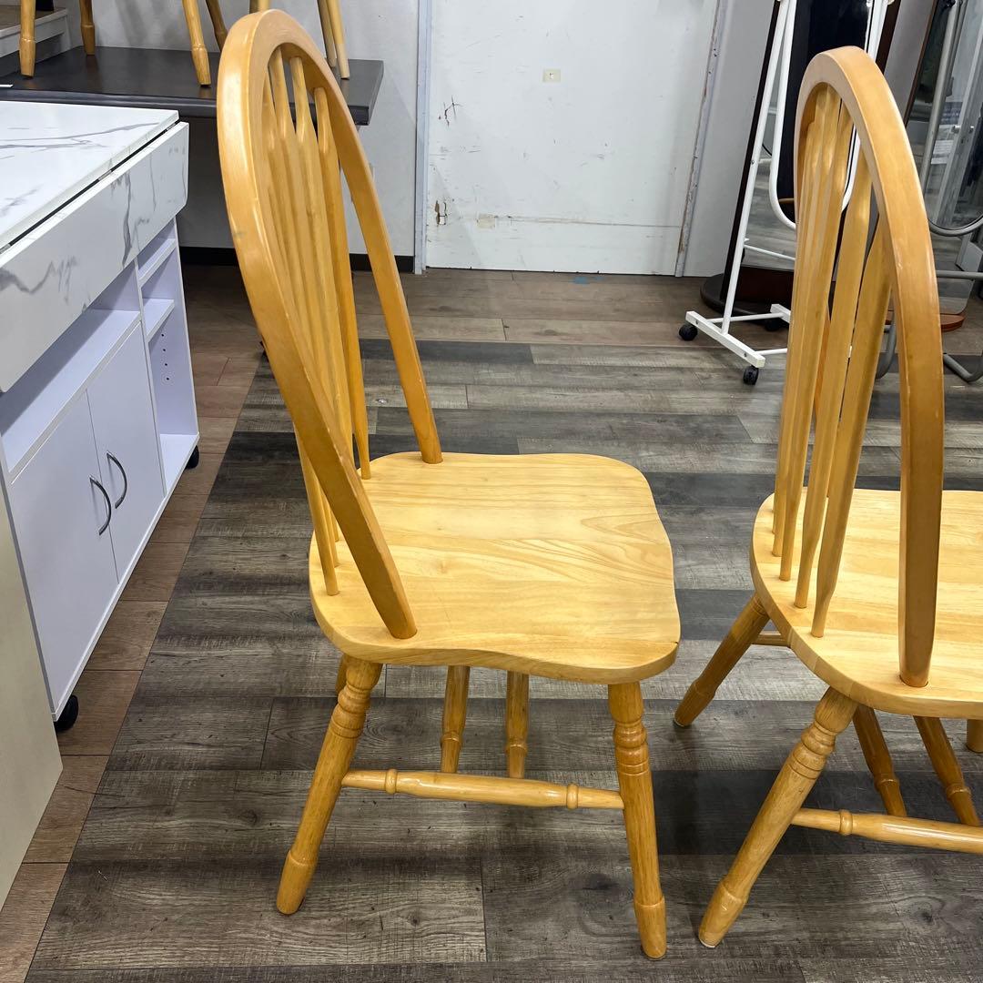 ② RUBBERWOOD ダイニングチェア ウィンザー　天然木　２脚セット