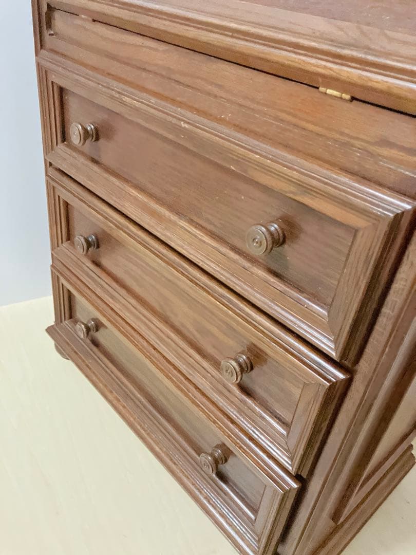 鍵付き　ライティングビューロー　デスク　チェスト　木製　デスクチェア