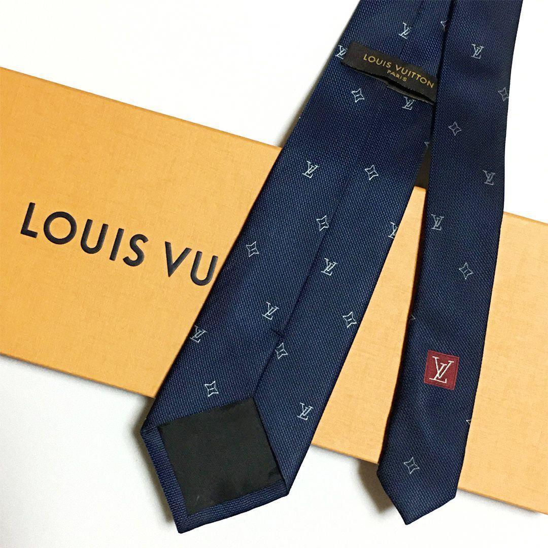 未使用級 ルイヴィトン Louis Vuitton ネクタイ ネイビー LV柄