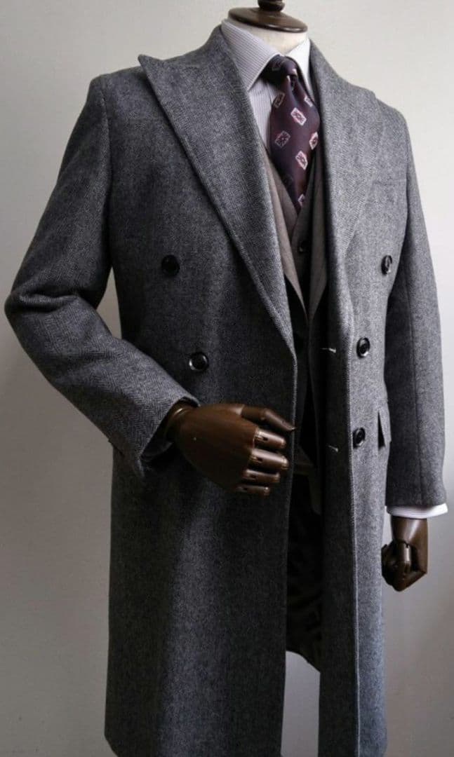 ✨高級紳士服✨チェスターロングコート ダブル 6B 菅田将暉 カシミヤ XL相当
