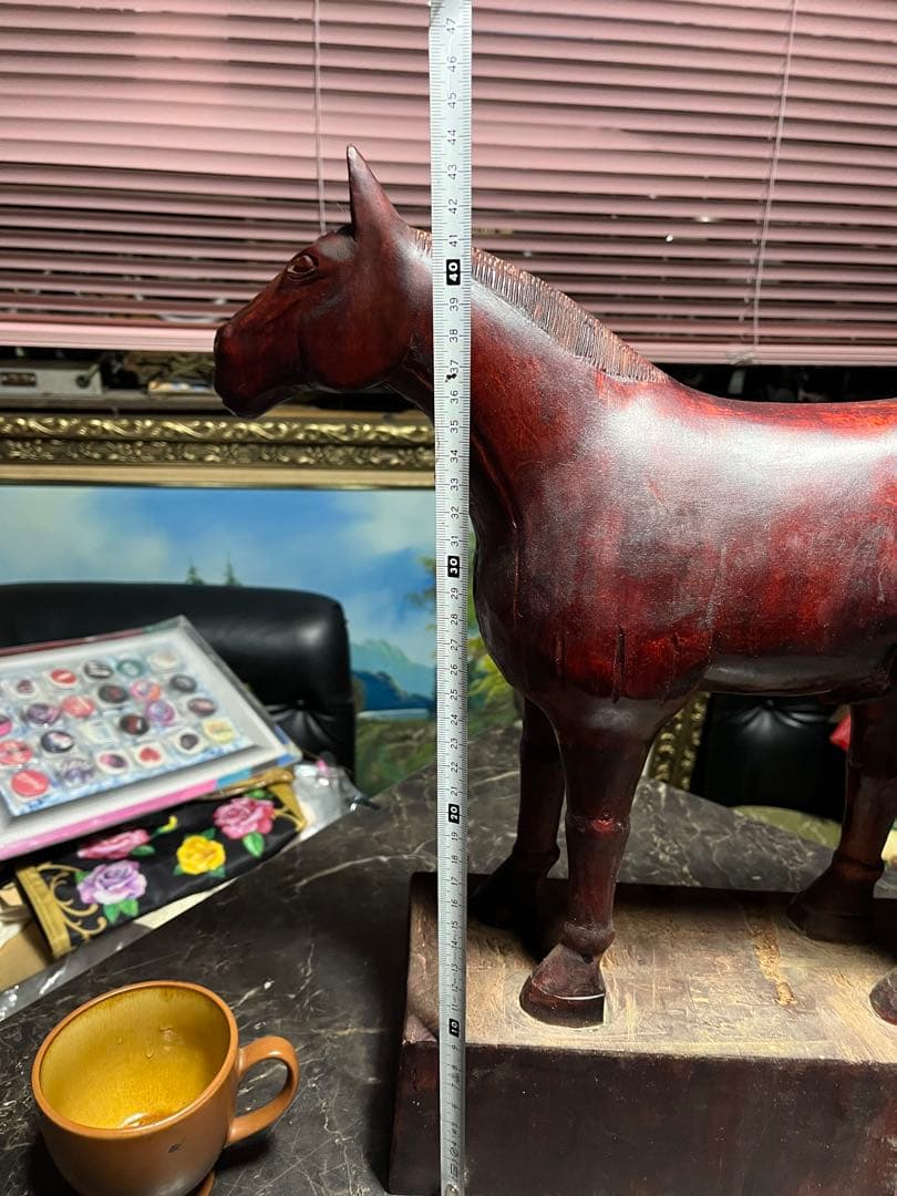 馬の木彫り、木彫り馬、馬の彫刻、 道産子馬木彫り、一点物き彫り