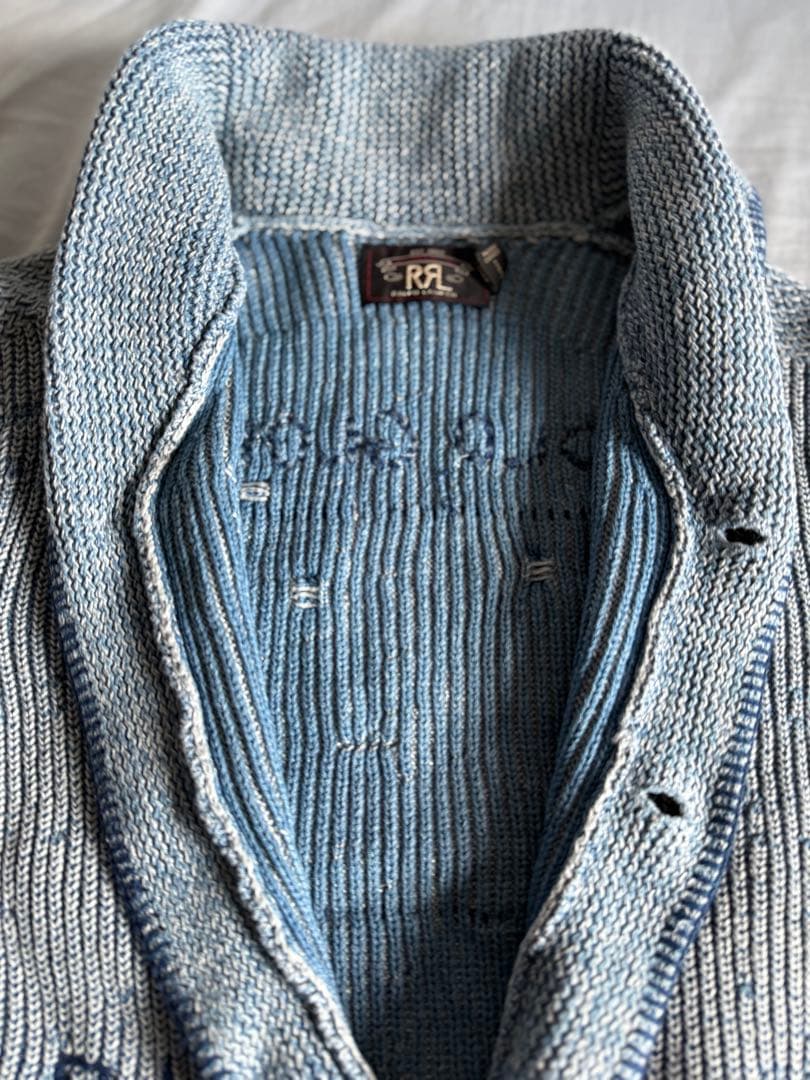 【うまに定食様売約】RRL フラッグ インディゴパッチワーク カーディガン M