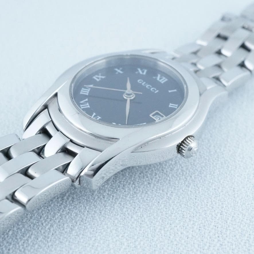 洗浄済み グッチ 5500L ブラック文字盤 レディース　箱付 稼働　保証書