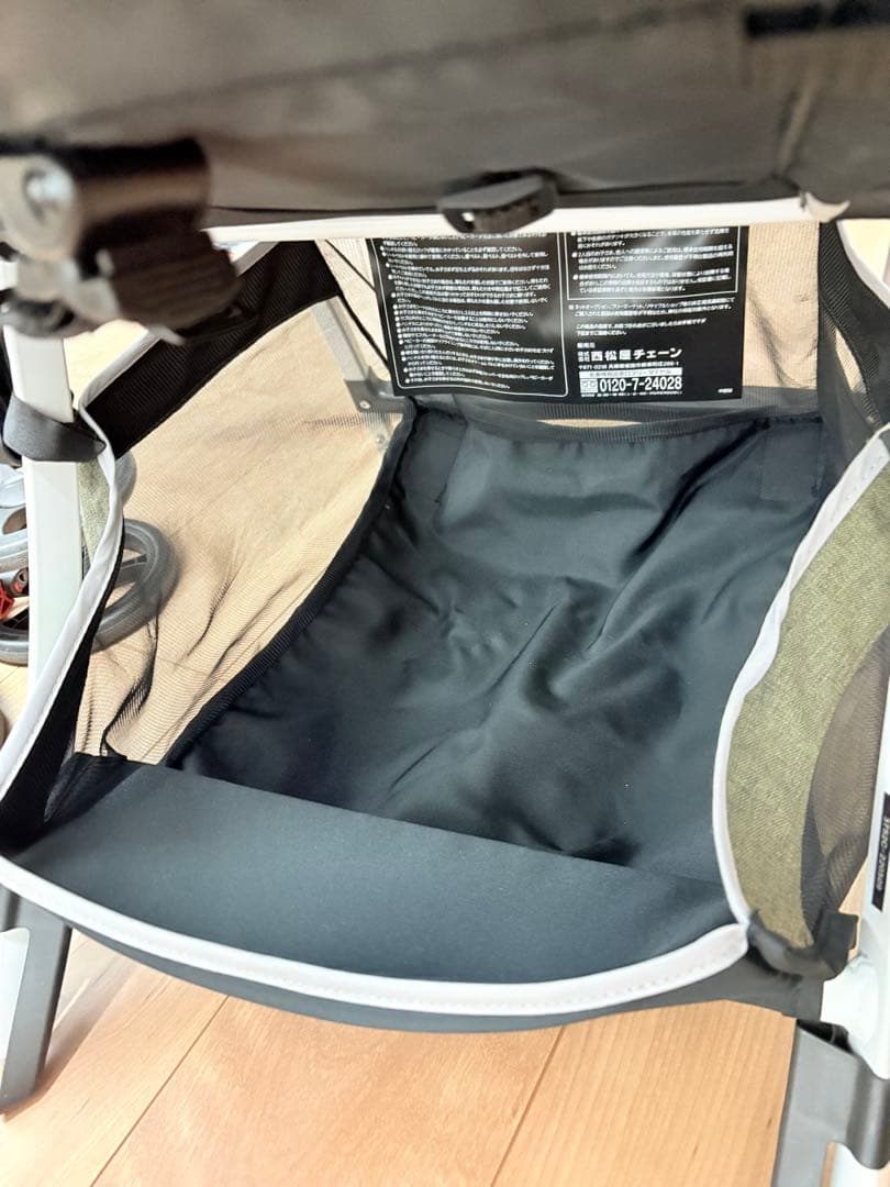 【美品】ベビーカー 折りたたみ式　オリーブデニム　Ａ型　新生児　出産　育児