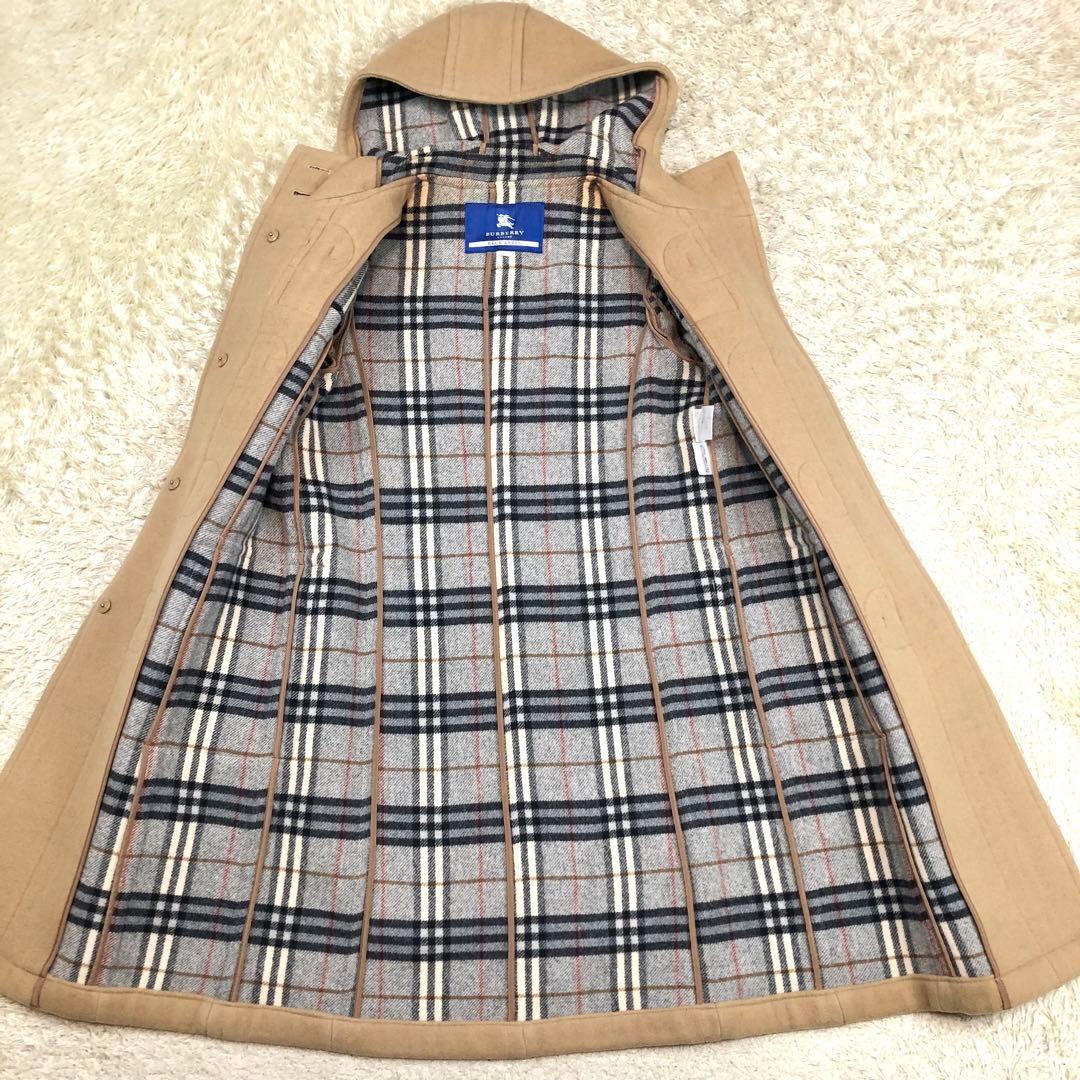 バーバリーブルーレーベル ダッフルコート ノバチェック ベージュ Lサイズ位