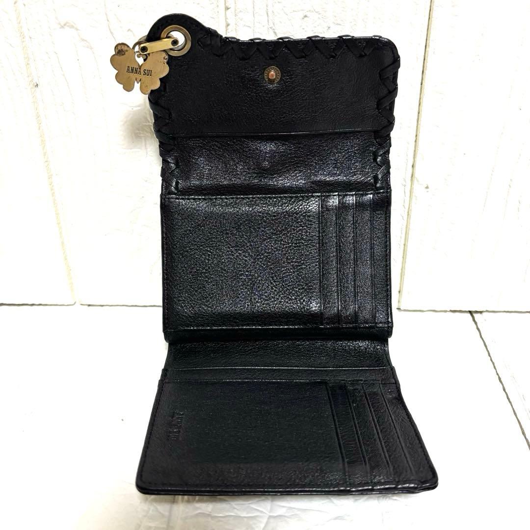 希少 ANNA SUI アナスイ ダリア バタフライ チャーム がま口 財布 黒
