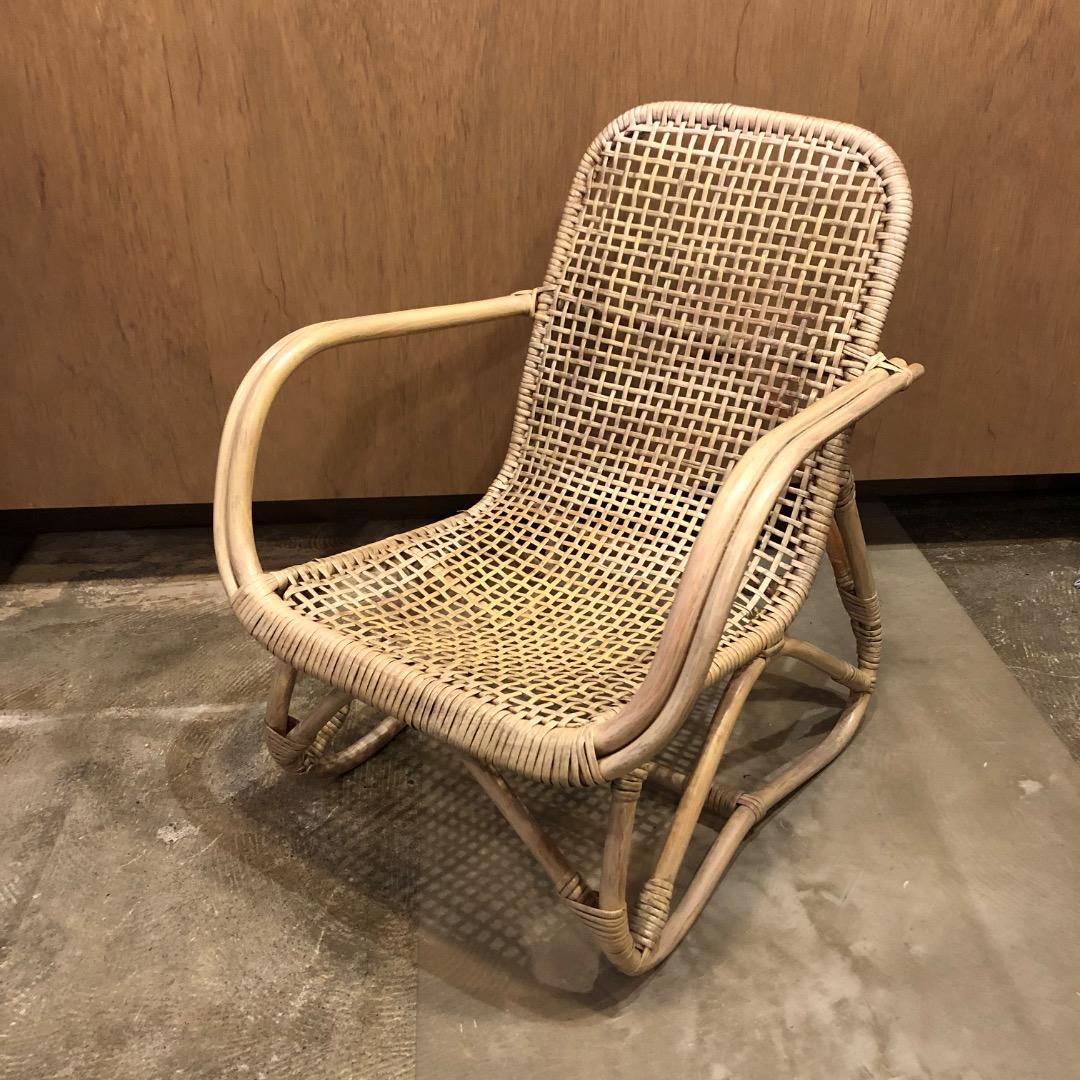 【ラタン】アーム付き　ロッキングチェア　ラタン家具　ラタン椅子　ヴィンテージ
