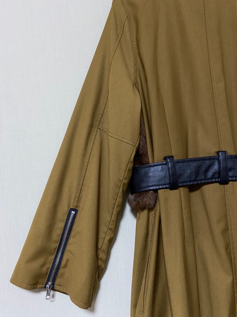 Belle vintage 異素材ドッキングレザートレンチコート　フリー