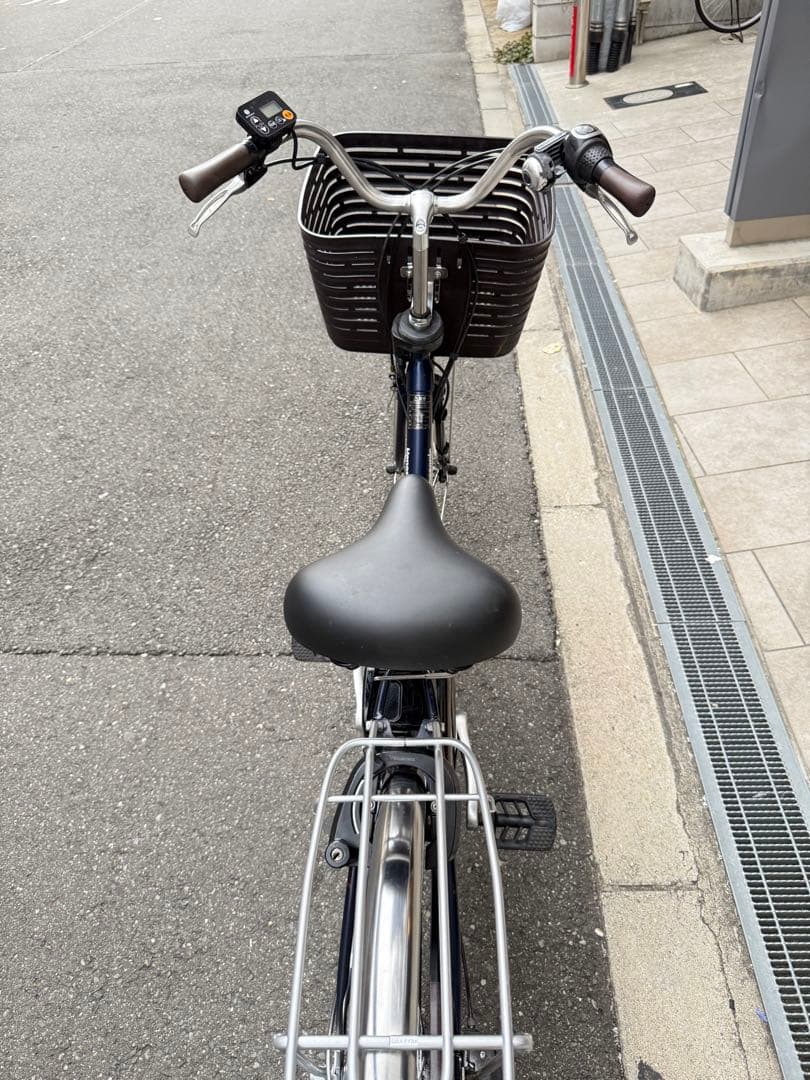 大阪府　パナソニック　電動アシスト自転車 ネイビー 前カゴ付き　24インチ