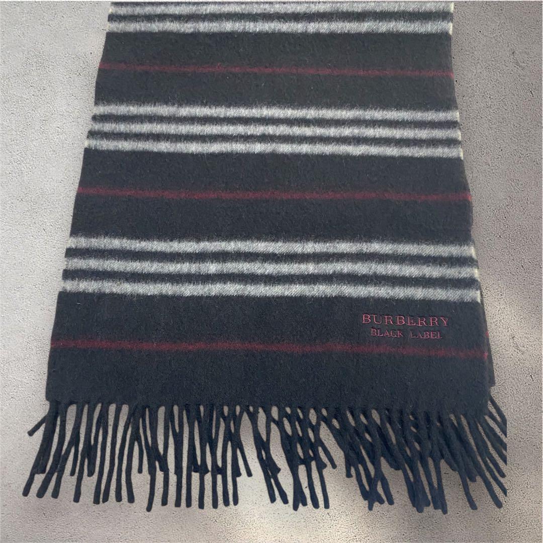 美品✨BURBERRY BLACK LABEL カシミヤ100% マフラー　黒