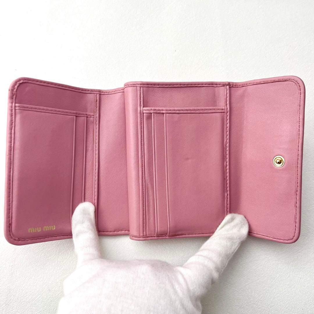 miu miu マテラッセ 三つ折り財布 ミニウォレット ピンク 0202-④