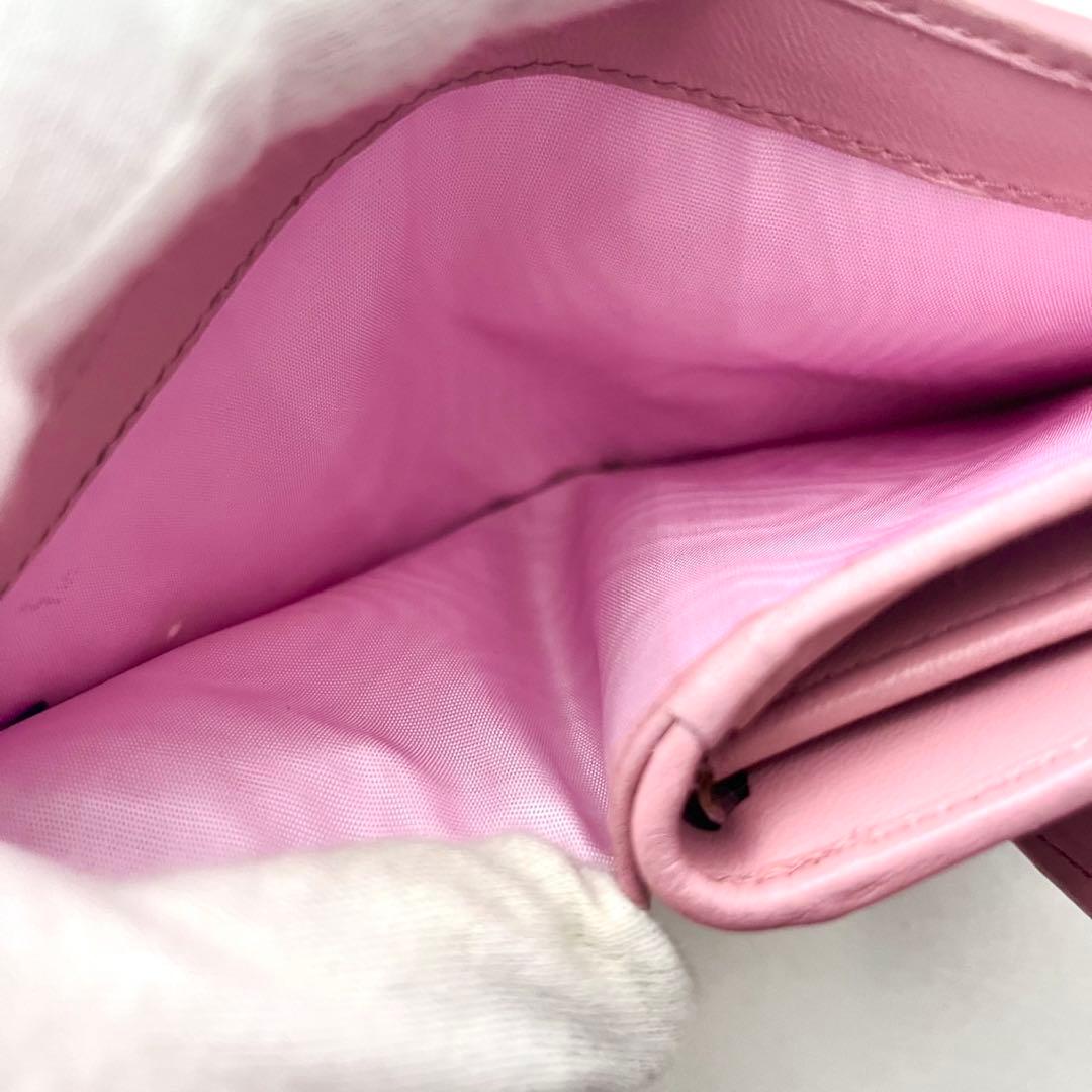 miu miu マテラッセ 三つ折り財布 ミニウォレット ピンク 0202-④